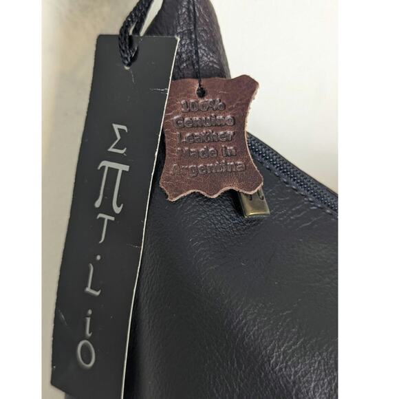 Y2K Revival Vibes NWT 100% Leather Shoulder Bag Grommets Fringe - Picture 3 of 9